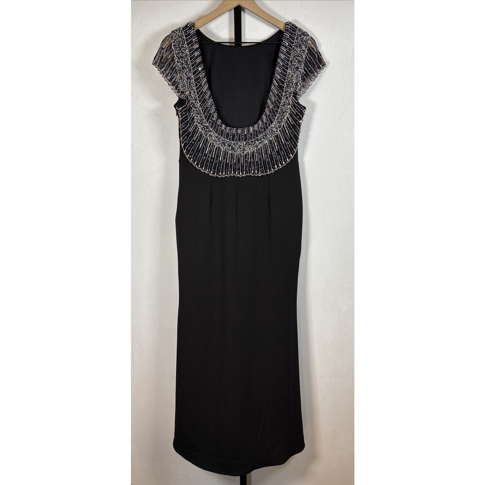Aidan Mattox Beaded Maxi Dress Size 8 Black Backless Formal Evening Wear Wedding - Picture 7 of 16